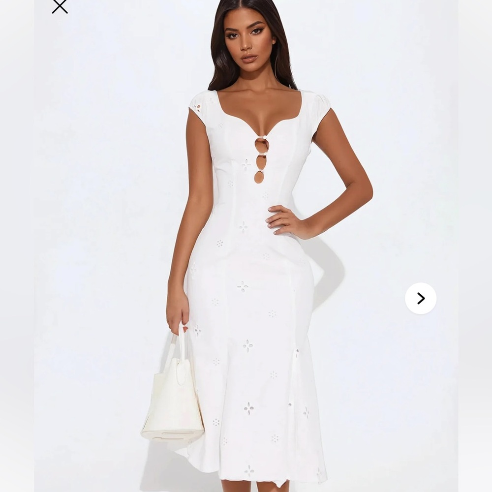 Fashion Nova Feeling Lovely Eyelet Midi Dress